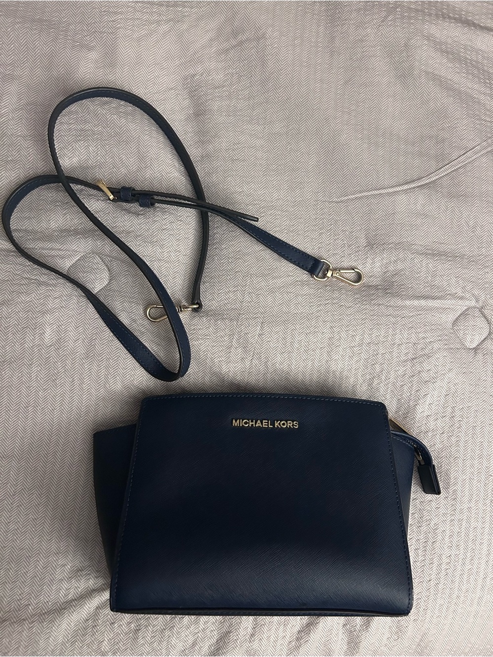 Michael Kors Navy Crossbody with Gold Hardware